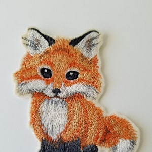 Fox Embroidered Patch -fox applique - mini fox embroidery - sew on or iron on- craft patches - animal patches, fox gifts