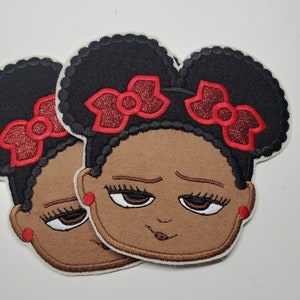 Afro Puffs Embroidered Embroidered Patch - Little girl Patch - Bossy Girl Patch - African American Girl Patch - Black Girl Patch - Iron on