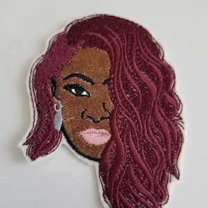 Burgunder Haar Lady Aufnäher - African American Patches - Black Girl Magic Bestickter Aufnäher - Aufnäher / Aufnäher / Bügeln