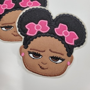 Afro Puffs Embroidered Embroidered Patch - Little girl Patch - Bossy Girl Patch - African American Girl Patch - Black Girl Patch - Iron on