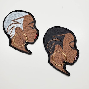 Side Profile Lady Bestickter Aufnäher - African American Patches - Black Girl Magic Patch - Bügelbild - Aufnäher - Afro Patch - Natural Hair Patch