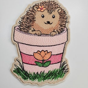 Garden Hedgehog Embroidered Patch -hedgehog patches - sewon patches - iron on patches - hedgehog gifts - backpack patches - animal patches