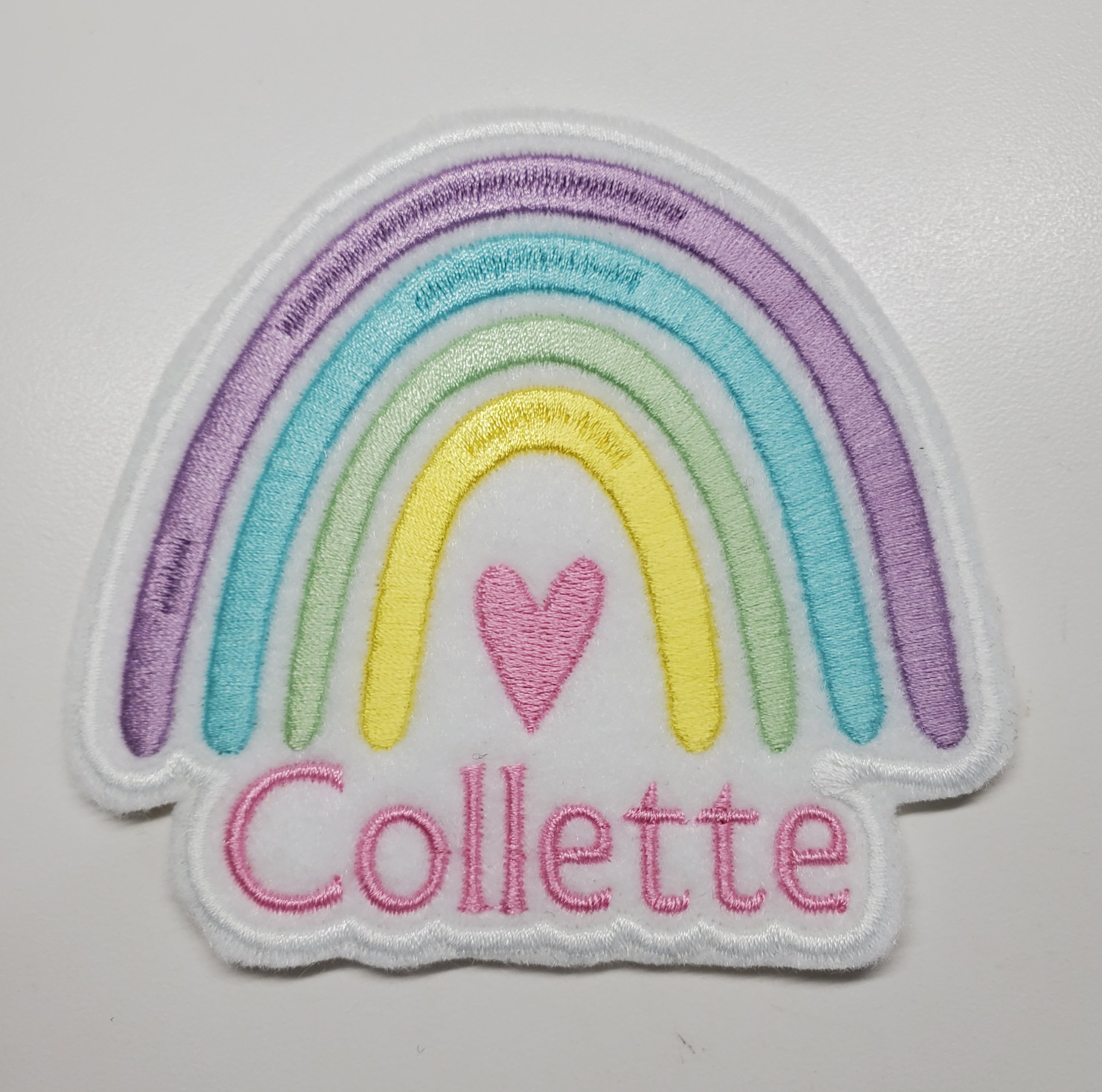 Personalized Rainbow Patch - pastel Rainbow Patch - Rainbow Heart Patch - Custom name rainbow patch - Rainbow Gifts - Iron on Patch -