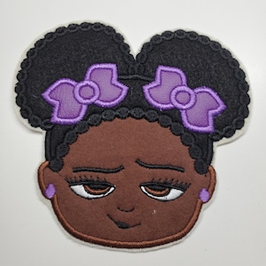 Afro Puffs Embroidered Embroidered Patch - Little girl Patch - Bossy Girl Patch - African American Girl Patch - Black Girl Patch - Iron on