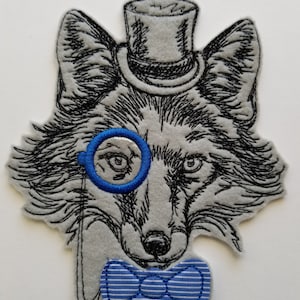 Custom Dapper Fox Embroidered Patch - fox specs embroidery, fox embroidery, fox embroidery patch, fox applique, fox designs