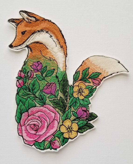Download Custom Floral Fox Embroidered Patch Fox Patches Fox Etsy