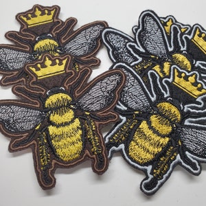 Queen Bee Embroidery Patch - felt patches,  iron-on, sew on patch, bee patches, queen bee embroidery gifts, insect patches, bug patches