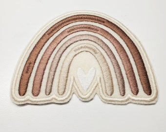 Rainbow Patch - Boho Rainbow Patch - Rainbow Heart Patch - Over the rainbow - Rainbow Gifts - Iron on Patch - Sew On Patch - arco iris marrón