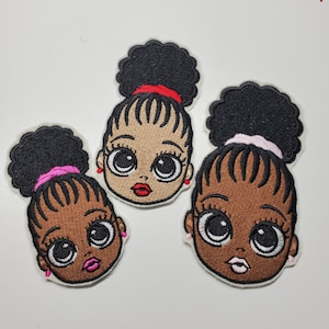 Puff Hair Girls Embroidered Patch - Little girl Patch - Bossy Girl Patch - African American Girl Patch - Black Girl Patch - Iron on