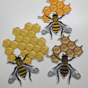 Honeybee Patch - honeybee embroidery - queen bee patch - bee embroidery - Honeycomb embroidery - Insect patches - Bee Patch - Queen Bee gift