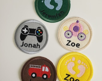 Personalized name Embroidered Patches, name badge, backpack patches, personalize kid patches, personalized jacket patches, whimsical, ironon