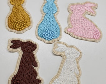 Chocolate Bunny Patch - Embroidered Bunnies - Easter Bunny Patch - Felt bunny - Bunny Rabbit Applique - Cute bunny patch - Iron bunnies