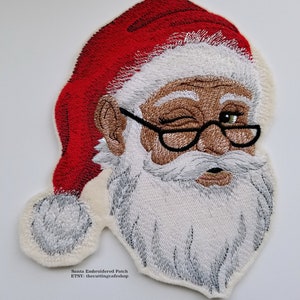 Custom Santa Embroidered Patch - santa clause patch - Santa Embroidery design - Christmas Patch - Iron on - Sew On - Santa designs