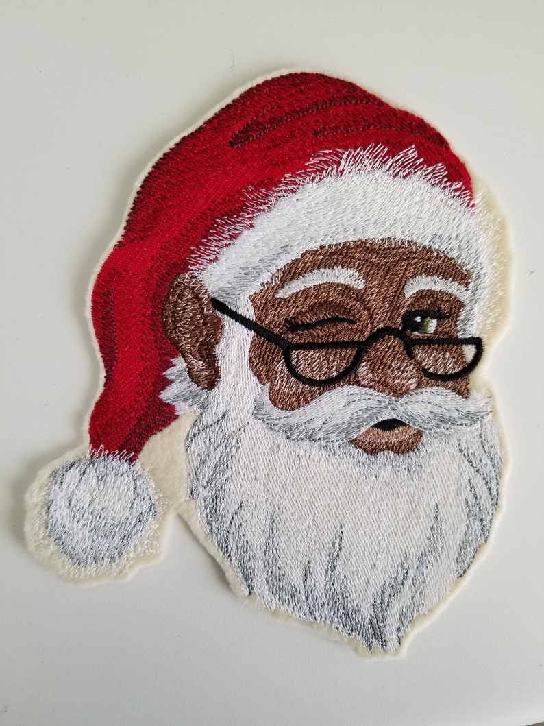 Santa designs Santa Embroidery design Sew On Iron on Custom Santa Embroidered Patch Christmas Patch santa clause patch