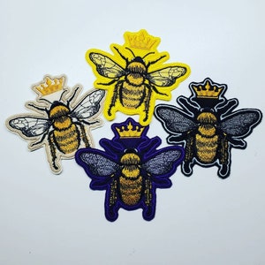 Queen Bee Embroidery Patch - felt patches,  iron-on, sew on patch, bee patches, queen bee embroidery gifts, insect patches, bug patches