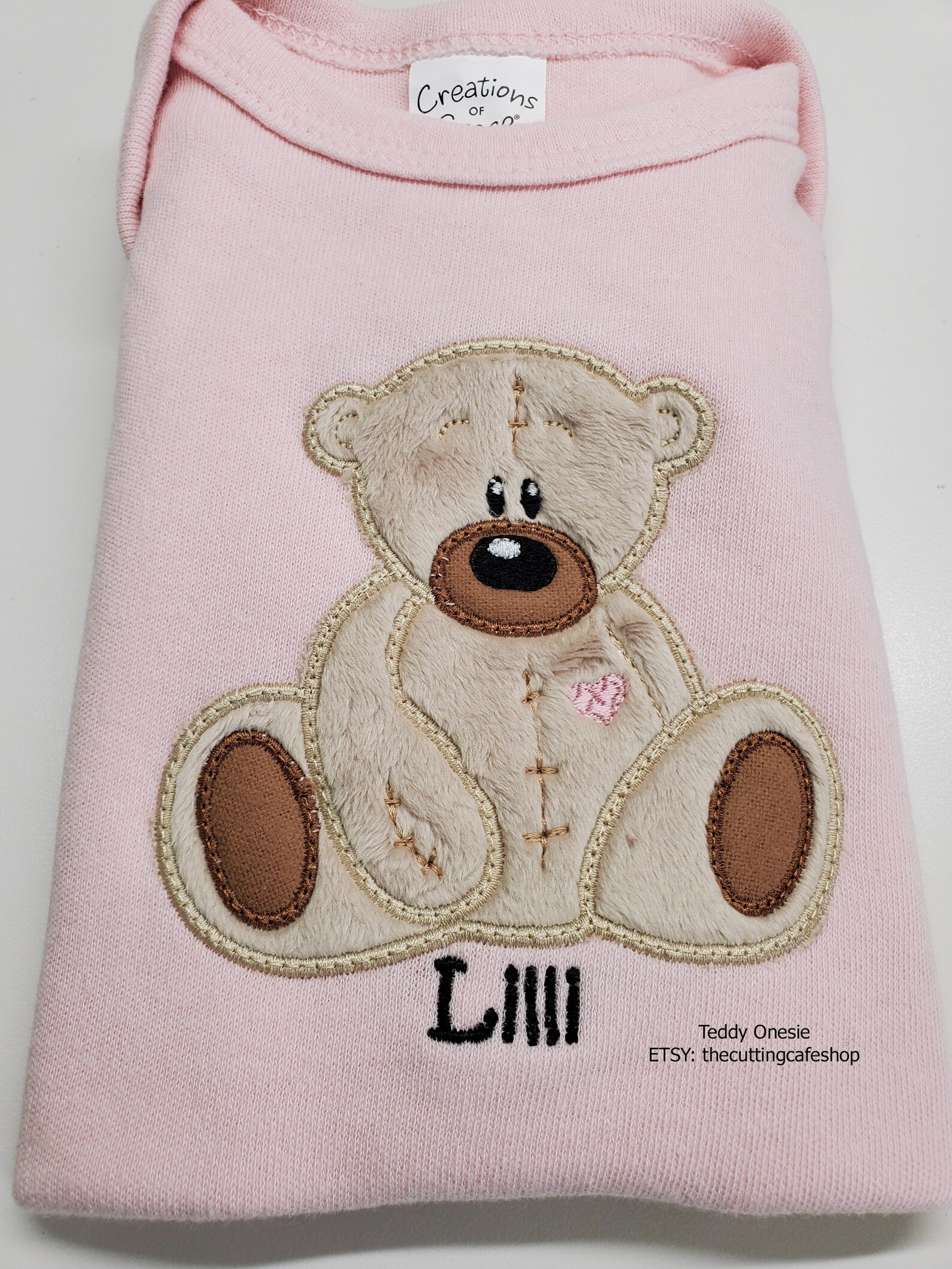 Personalized Teddy Bear Baby Girl Onesie Custom Girl Onesie Etsy