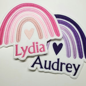 Large Personalized Rainbow Patch - Boho Rainbow Patch - Rainbow Heart Patch - Custom name rainbow patch - Rainbow Gifts - Iron on Patch -