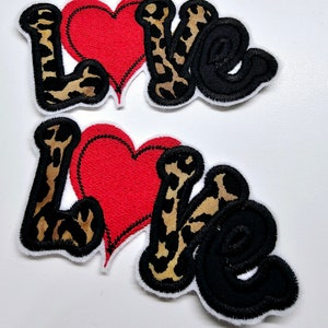 Love Applique Patch - heart patch - Valentine&#39;s Day Patch - Iron on love patch - Sew on Love patch - love applique - love embroidery