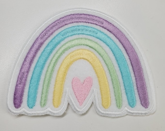 Pastel Rainbow Patch - Boho Rainbow Patch - Rainbow Heart Patch - Over the rainbow - Rainbow Gifts - Iron on Patch - Sew On Patch -