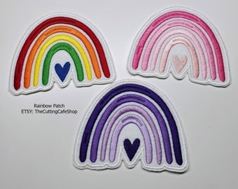 Parche arco iris - Boho Rainbow Patch - Rainbow Heart Patch - Over the rainbow - Rainbow Gifts - Iron on Patch - Sew On Patch -