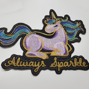 Always Sparkle Unicorn Embroidered Patch - Unicorn Patch - Sparkle Patch - Colorful Unicorn - Gold Unicorn - Felt Unicorn Patch - Rainbow