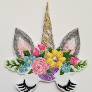 Unicorn Embroidered Patch - iron on - sew on - unicorn face - feltie - planner bands - clothing patches - backpack patch - unicorn decor