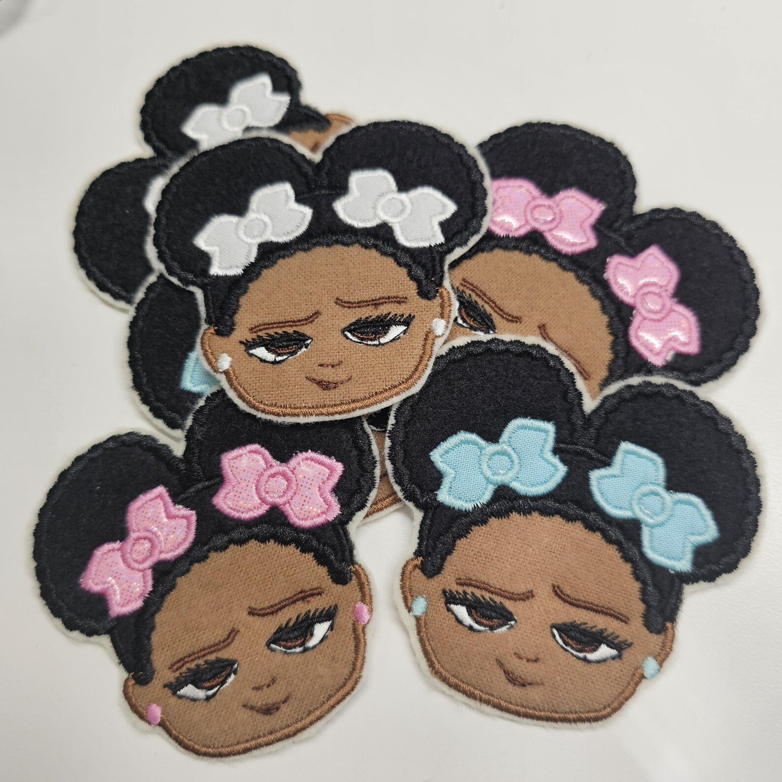SMALL Afro Puffs Embroidered Patch - Little Girl Patch - Bossy Girl ...