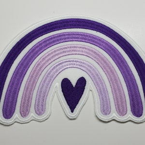 Large Shades of Purple Rainbow Patch - pastel rainbow patch- over the rainbow patch- pastel embroidered rainbow patch- sew on patch