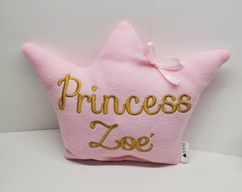 Personalized Crown Shaped Pillow - Princess Pillow - Little Girl Pillow - Girl Bedding Decor - Baby Shower Gift - Custom Girl Pillow - Pink