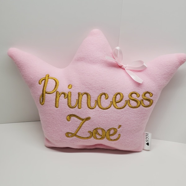 Personalized Crown Shaped Pillow - Princess Pillow - Little Girl Pillow - Girl Bedding Decor - Baby Shower Gift - Custom Girl Pillow - Pink