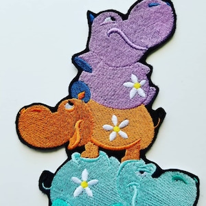 Hippopotamus Embroidered Patch -Hippo patches - hippopotamus embroidery designs -animal patches - hippo appliques - animal patches