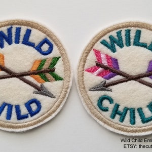 Wild Child Embroidery Patch - girl wild child patch -  boy wild child patch - girl patches - boy patches - backpack patches - kid embroidery