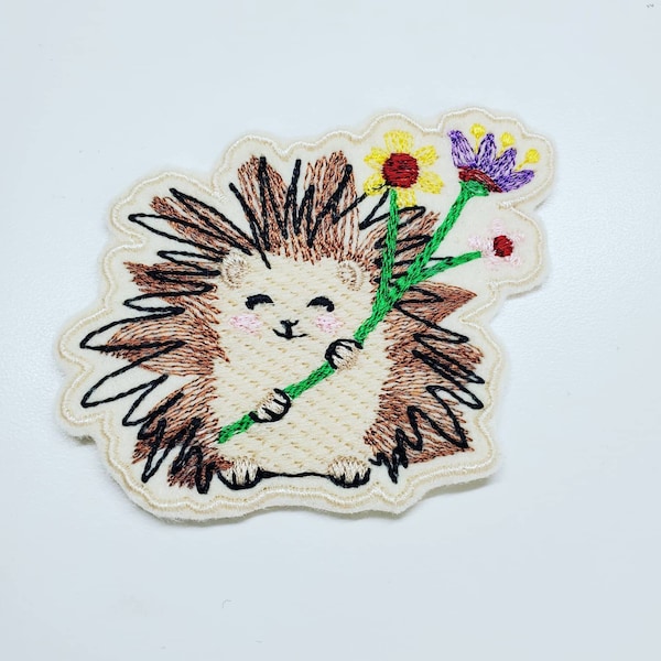 Cute Hedgehog Embroidered Patch - felt patches,  ironon, sew on patch, hedgehog patches - animal patches - hedgehog gifts  - backpack patch