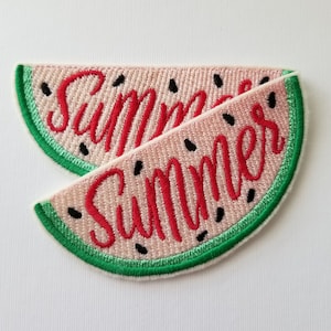 Watermelon Summer Embroidery Patch - watermelon patch - summer felties - summer patch - felt patches,  ironon, sew on patch, sewing patch,
