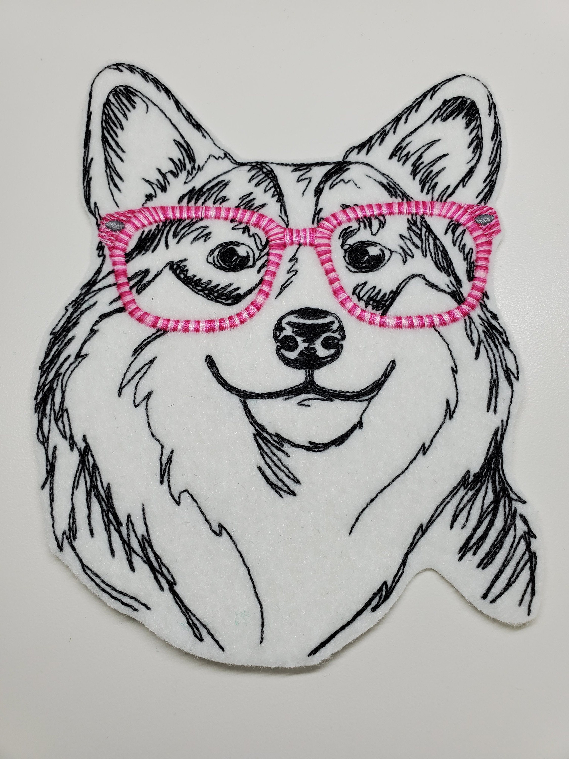 Corgi in Specs Embroidered Patch Corgi Patches Corgi - Etsy