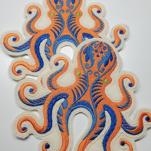 Funky Octopus Embroidered Patch - Under the sea patches - sea embroidery designs -  appliques - Ocean Sea Creature patch - Colorful Octopus