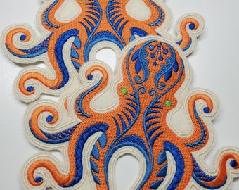 Toppa ricamata funky Octopus - Sotto le toppe marine - disegni di ricami marini - appliques - patch Ocean Sea Creature - Polpo colorato