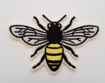 Bee Embroidered Patch - bee embroidery designs -insect patches - bee appliques  - iron on and sew on patches - bumblebee patch