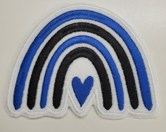 Patch arcobaleno blu e nero - Patch Boho - Patch arcobaleno - Sopra l'arcobaleno - Regali arcobaleno - Ferro su patch - Cuci su patch - arcobaleno blu