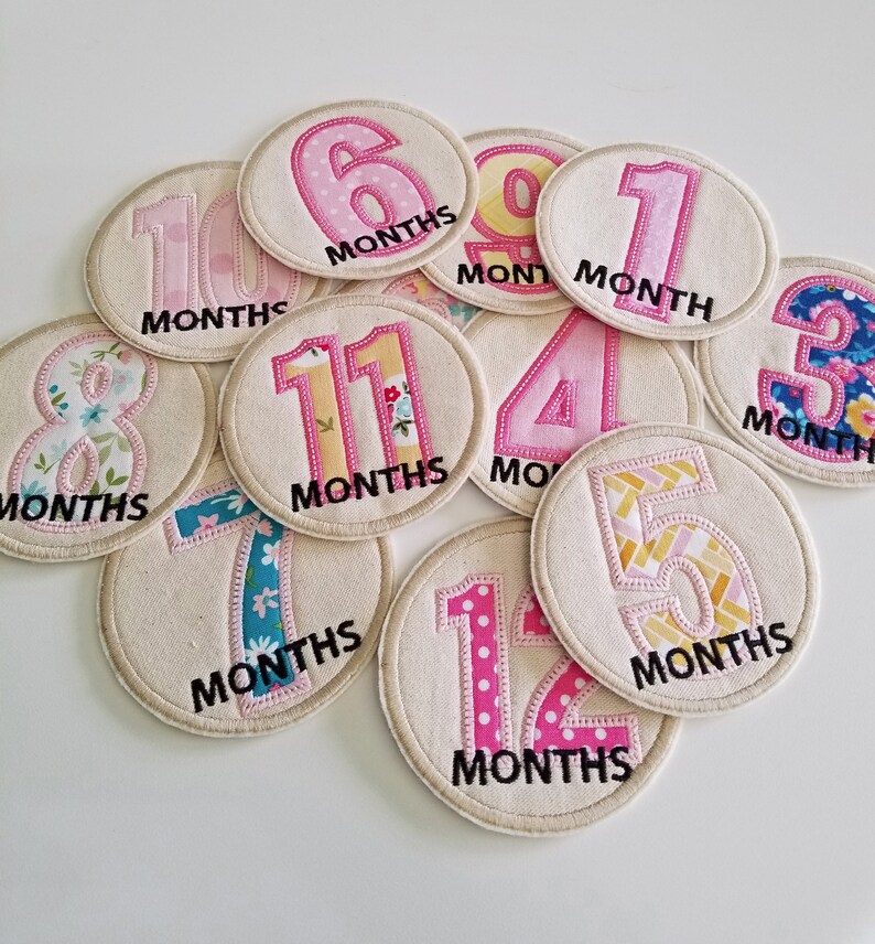 112 Months Milestone Baby Girl Patches Embroidered Patches Etsy