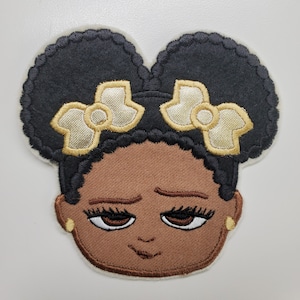 Afro Puffs Embroidered Embroidered Patch - Little girl Patch - Bossy Girl Patch - African American Girl Patch - Black Girl Patch - Iron on