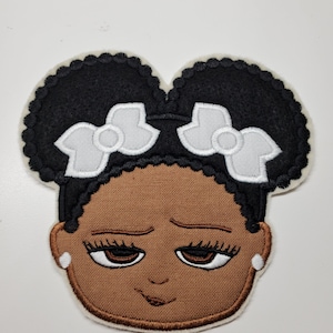 Afro Puffs Embroidered Embroidered Patch - Little girl Patch - Bossy Girl Patch - African American Girl Patch - Black Girl Patch - Iron on