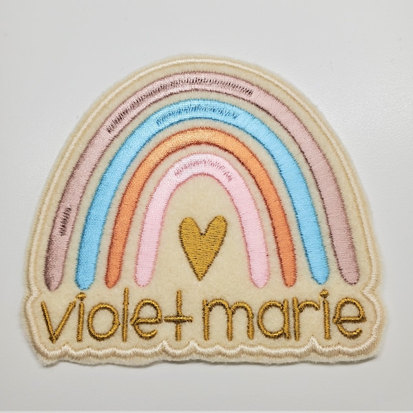 Personalized Rainbow Patch - Boho Rainbow Patch - Rainbow Heart Patch - Custom name rainbow patch - Rainbow Gifts - Iron on Patch -
