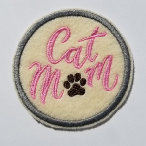 Patch di ricamo PERSONALIZZATO CAT MOM - patch in feltro, ironon, cucire su patch, patch mamma CAT, patch ricamo per animali domestici, disegni di ricamo per gatti, patch per cani