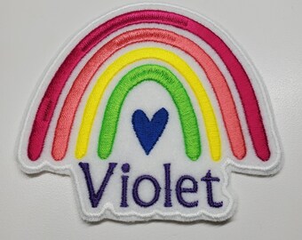 Gepersonaliseerde Rainbow Patch - Bright Rainbow Patch - Rainbow Heart Patch - Aangepaste naam regenboog patch - Rainbow Gifts - Iron on Patch