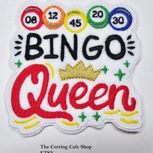 Parche de bingo, diseño de bordado de bingo, regalos de bingo, reina del bingo, parches de juego, parches de ganador, bingo, diseños de dama de bingo