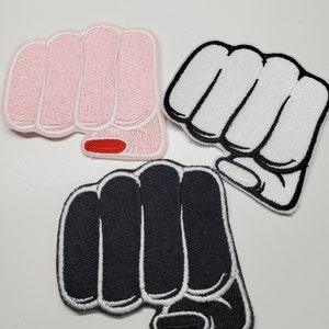 Custom Fist Embroidered Patch - fist patches - finger patch -  felt patch
