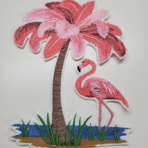 Pink Flamingo Embroidered Patch -flamingo patch - flamingo embroidery design - big flamingo patch