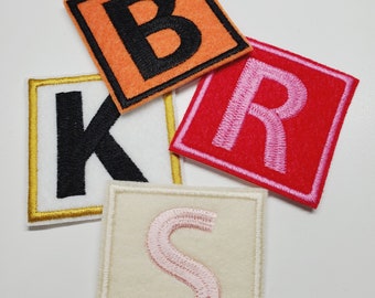 Embroidered 2 inch Letter Block Patches, Letter Patch, Felt Letter Patch, School Name Patch, block Letter Patch, Backpack Patch, Letters