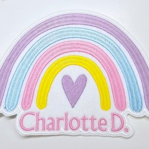 Personalized Large Pastel Rainbow Patch - pastel rainbow patch- over the rainbow patch- pastel embroidered rainbow patch- sew on patch